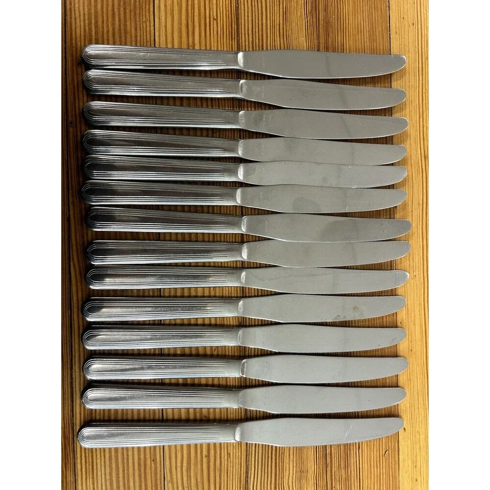 Stainless Steel Dinner Knives Classic Art Deco  Replacement Lot of 14 9